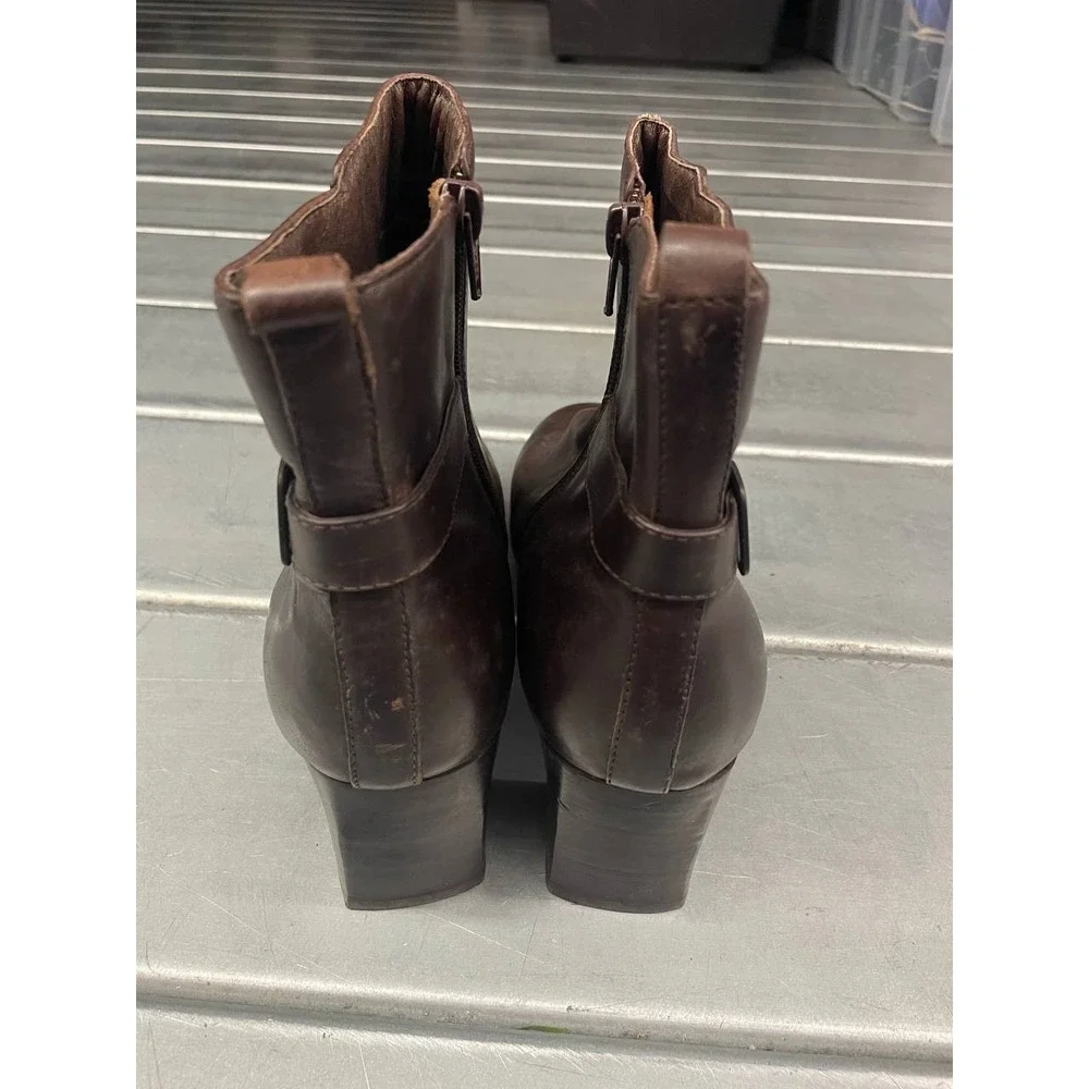 Spring Step Ankle Boots Womens‎ 9.5 Brown Leather Bootie Side Zip